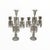 American Vintage Pair 14" Modular Crystal 3-Light Candelabras Threaded European Lead Crystal Complete With Prisms For Sale - Image 3 of 12
