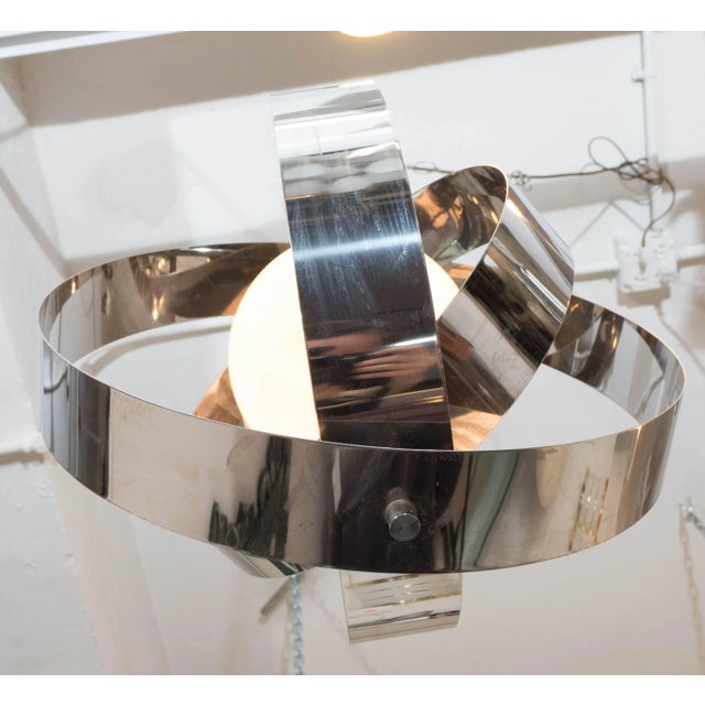 1970s Italian Armillary Style Chrome Pendant Lamp For Sale In New York - Image 6 of 10