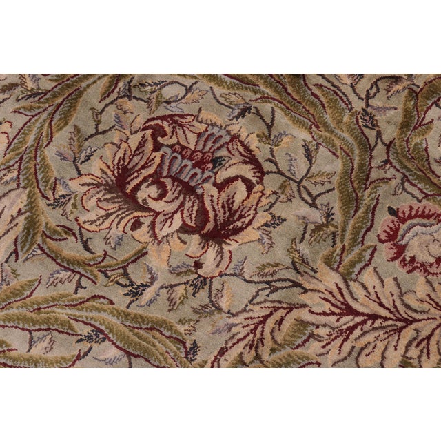 1990s Shabby Chic Marry Gold Pak-Persian Green/Beige Wool Rug - 10'0'' X 14'2'' For Sale - Image 5 of 8