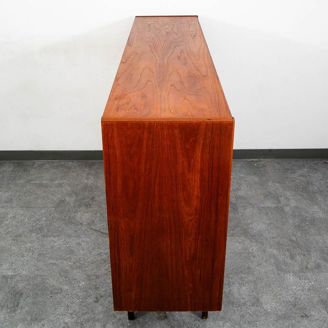 Mid Century Danish Modern Credenza Highboard Bar Sideboard Denmark Teak Drawers For Sale - Image 9 of 12