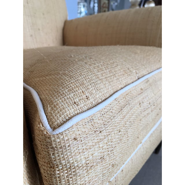 Vintage Mid Century Italian Raffia Armchairs- A Pair For Sale - Image 4 of 12