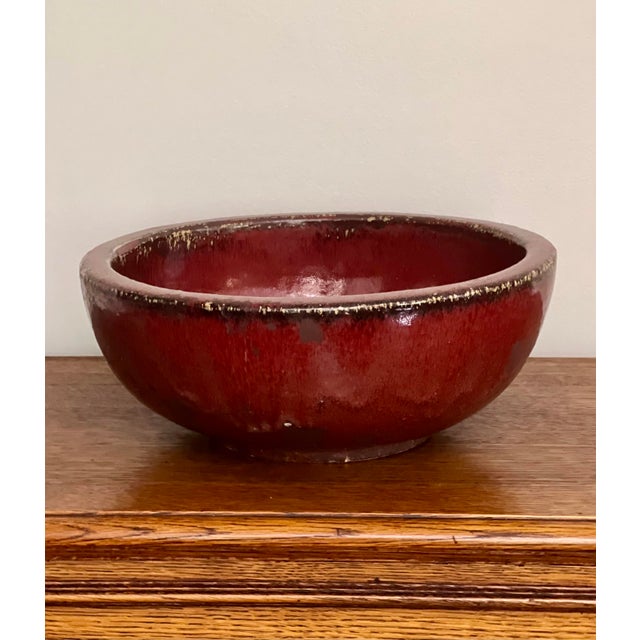 20th Century Large Chinese Sang De Boeuf Earthenware Bowl, Signed For Sale - Image 4 of 12