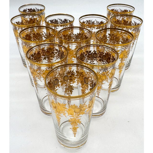 12 Belle Époque Gilt Floral Crystal Tumblers, Suitable for Champagne / Wine For Sale - Image 15 of 18