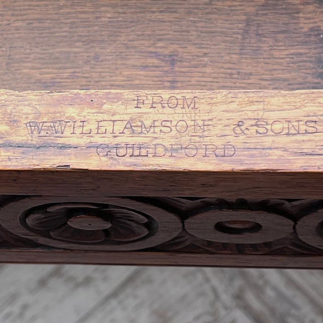 Brown Victorian Gothic Revival Octagonal Oak Library Centre Table from W. Williamson & Sons, Guildford For Sale - Image 8 of 12