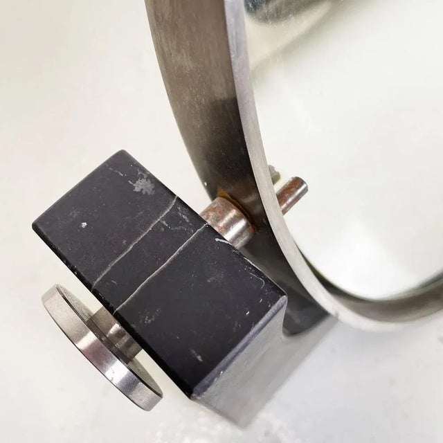 Metal Modern Italian Table Mirror in Slate & Metal attributed to Angelo Mangiarotti, 1980s For Sale - Image 7 of 12