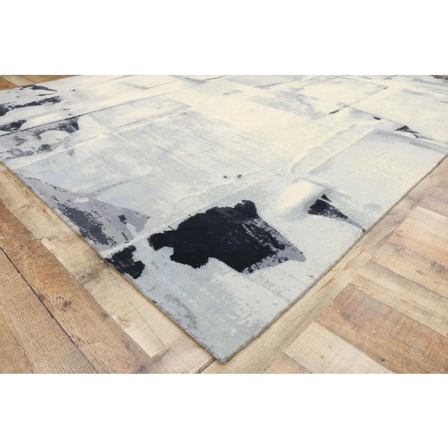 2010s Vintage Monochrome Franz Kline Style Rug, 8'1 X 9'11 For Sale - Image 5 of 10