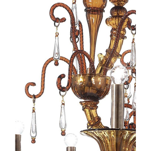 Contemporary Imperial Venetian Modern Brown "Ca' Rezzonico" With Curls Murano Glass Chandelier . For Sale - Image 3 of 8