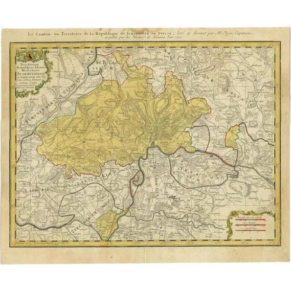 Antique Map of Switzerland by Homann, 1753 For Sale
