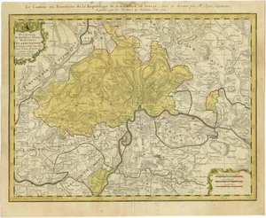 Antique Map of Switzerland by Homann, 1753