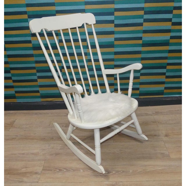 Shabby Chic White Rocking Chair, 1970s For Sale - Image 3 of 10
