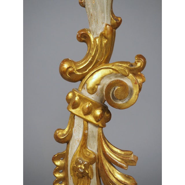 Pair of 19th Century Venetian Parcel Gilt and Painted Rococo Style Candlesticks For Sale - Image 18 of 18