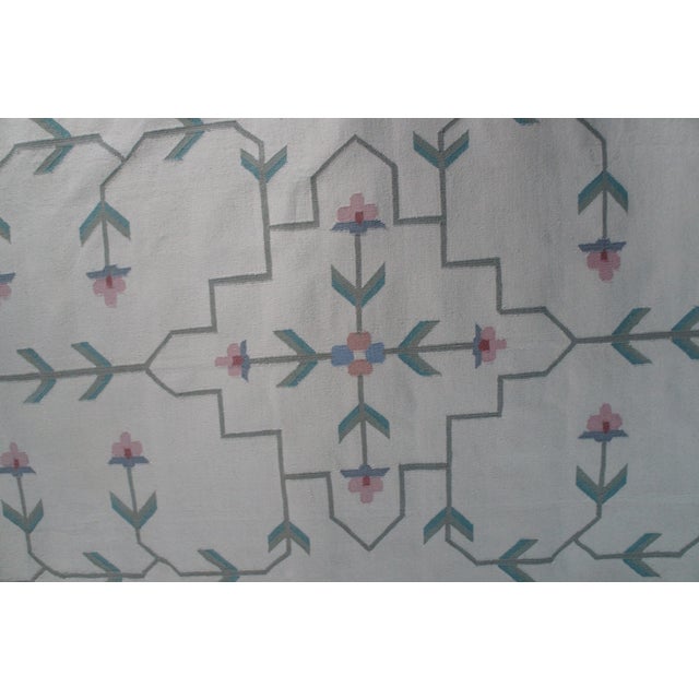 Vintage Handwoven Indian Cotton Folk Art Style Kilim Flat Weave Area Rug 5' X 8' For Sale - Image 11 of 11