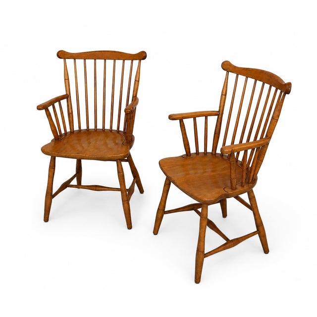 Traditional Pair of Vintage Stickley Windsor Armchairs For Sale - Image 3 of 8