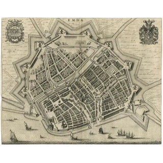 Map of the City of Emden by Blaeu, 1649 For Sale