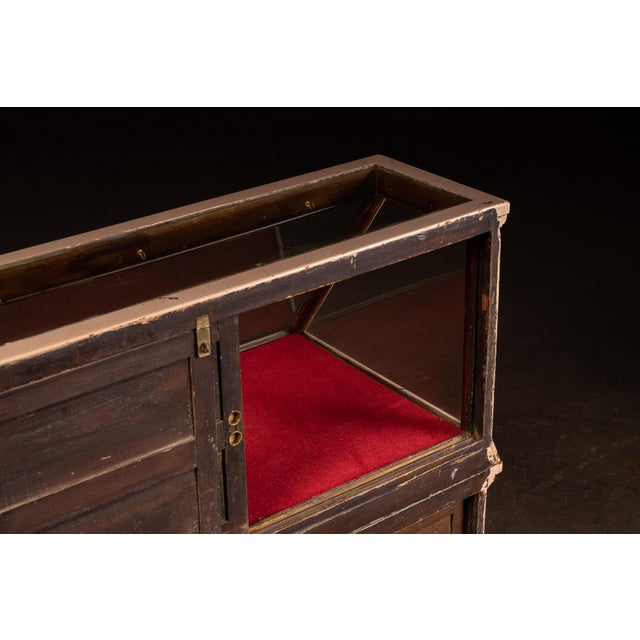 Wood Antique Painted Two-Tier General Store Display Case For Sale - Image 7 of 11