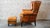 1970s Vintage Art Deco Distressed Cognac Leather Wingback Chair & Ottoman For Sale - Image 13 of 16