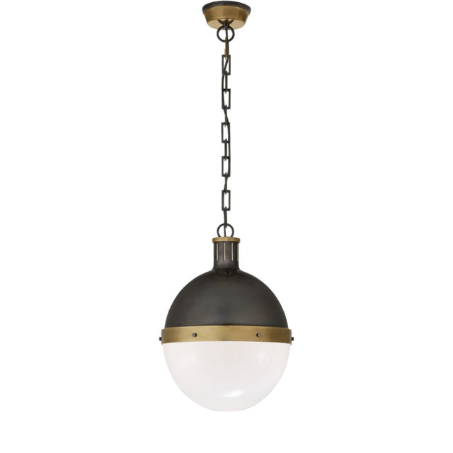 Hicks Pendant Light in Bronze and Glass by Thomas Obrien For Sale