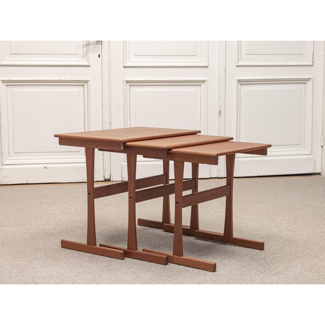 Wood Vintage Danish Teak Nesting Tables by Kristensen & Thomassen, 1960s, Set of 3 For Sale - Image 7 of 7