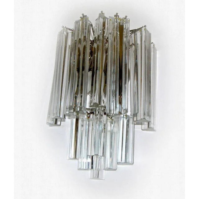 Hollywood Regency Venini Italian Triedi Glass Wall Sconces - a Pair For Sale - Image 3 of 12