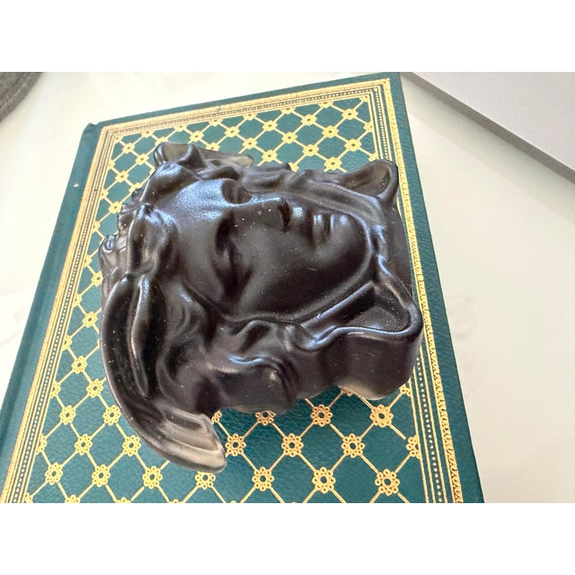 Early 21st Century Versace Head of Medusa Black Matte Frosted Crystal Paperweight by Rosenthal of Germany For Sale - Image 5 of 11