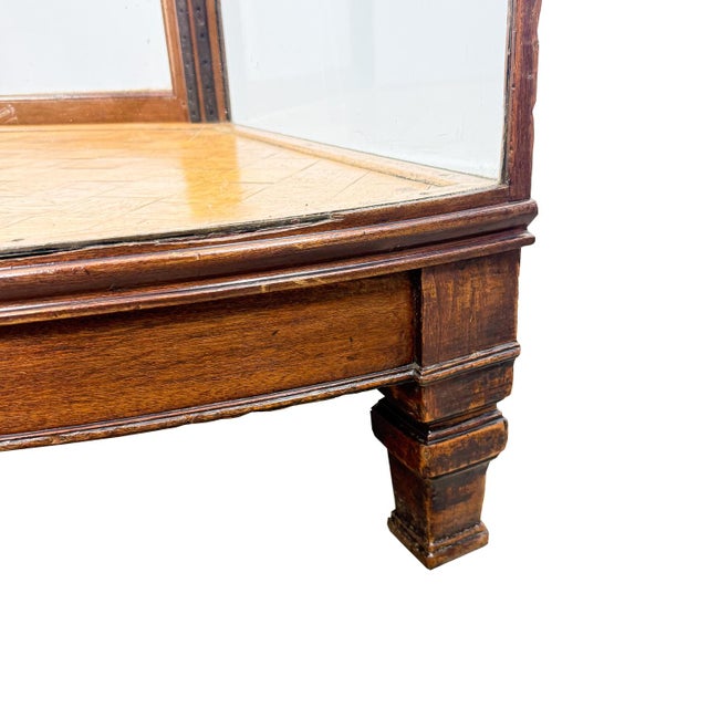 Wood Antique Curved Glass Display Cabinet Wooden Showcase, 1890s For Sale - Image 7 of 18