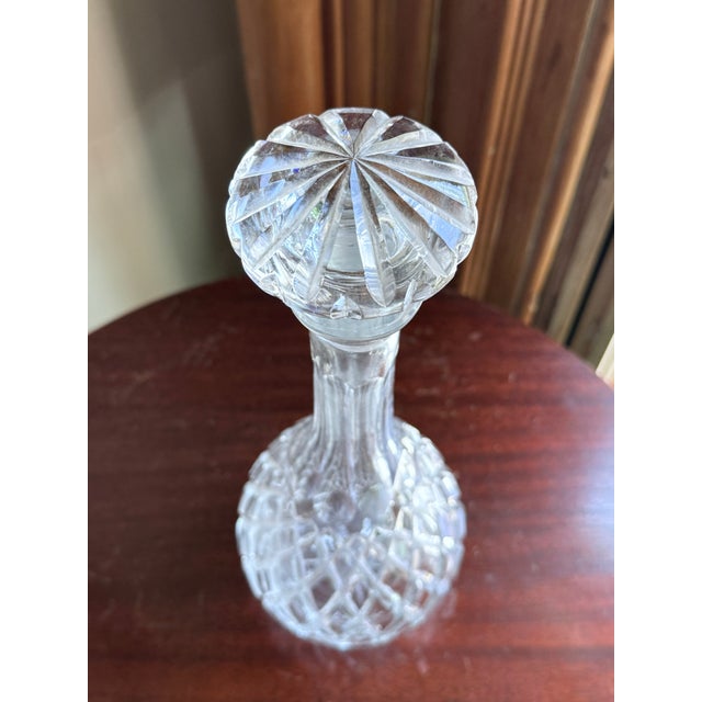 Orrefors Mid 20th Century Mid Century Modern Cut Crystal Decanter Diamond Quilted Body With Sunburst Ball Stopper For Sale - Image 4 of 10