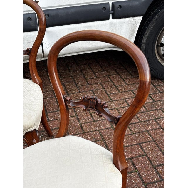 Victorian Walnut Balloon Back Dining Chairs, Set of 4 For Sale - Image 5 of 13