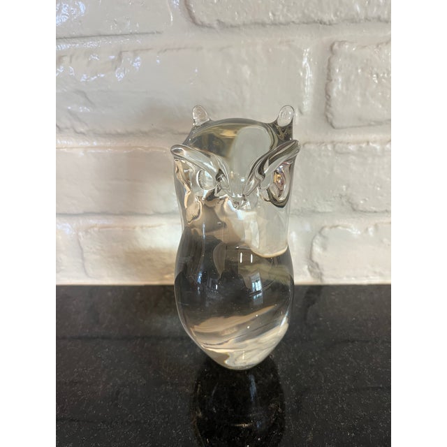 Abstract 1970s Modern Glass Owl Figurine For Sale - Image 3 of 6