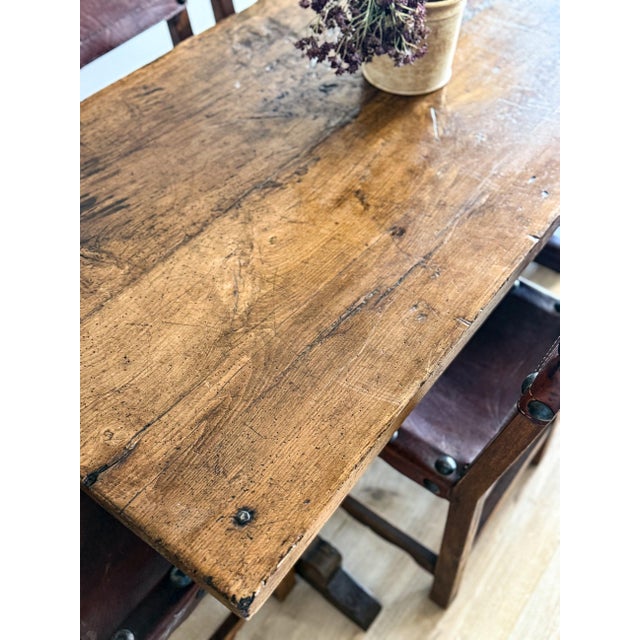 Wood Antique French Dining Table with Oak/Ash base, Fruitwood Top For Sale - Image 7 of 10