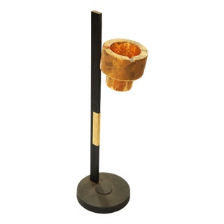 Vintage 20th Century Stand Ashtray in Black and Gold Metal For Sale
