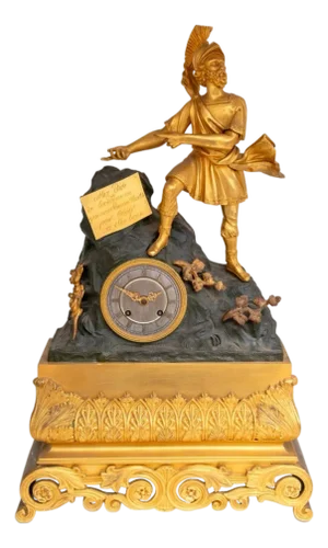 Charles X Gilt and Patinated Figural Bronze Clock