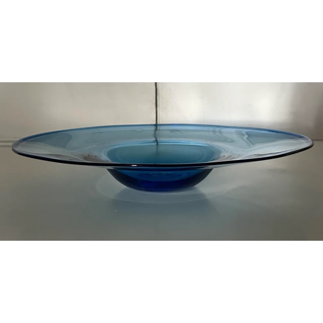 1960s 1960s Large Venetian Italian Cenedese Murano Glass Blue Bowl or Serving Dish For Sale - Image 5 of 9