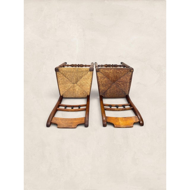 Antique English Oak Pair of Occasional Chairs C 1900 For Sale - Image 4 of 10