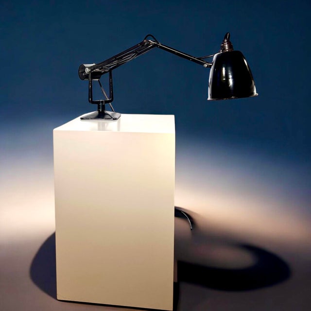 Black Counterbalance Desk Lamp with Counterweight from Hadrill & Horstmann Ltd., England, 1940s For Sale - Image 8 of 18