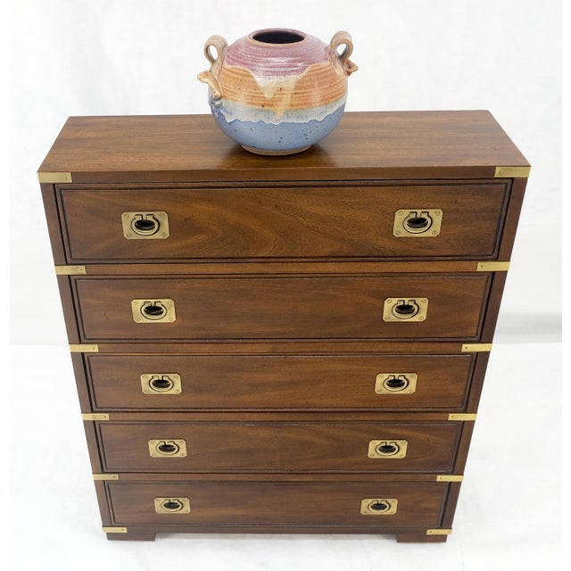 Thomasville Thomasville Fine Shallow Low Profile 5 Drawer 34" High Chest Dresser Console For Sale - Image 4 of 17