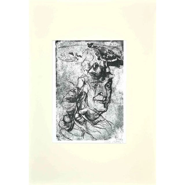 Modern Walter Piacesi, Portrait, Etching, 1973 For Sale - Image 3 of 3