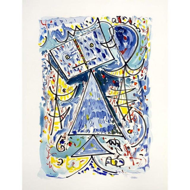 Egill Jacobsen (1910-1998): 'Mask Figure'. Lithography in colors. Unsigned. Sheet size: 70 x 50 cm. Unframed. Provenance:...