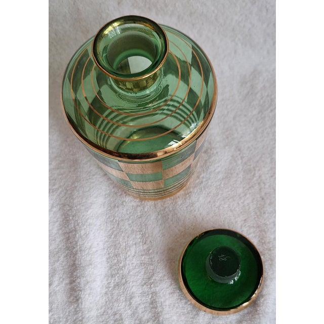 Belgian Art Deco Liqueur Carafe in Green Glass, 1930s For Sale - Image 3 of 5