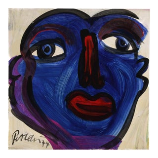 Signed Peter Keil "Face of Midnight 74" Oil on Masonite For Sale
