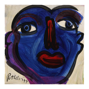 Signed Peter Keil "Face of Midnight 74" Oil on Masonite