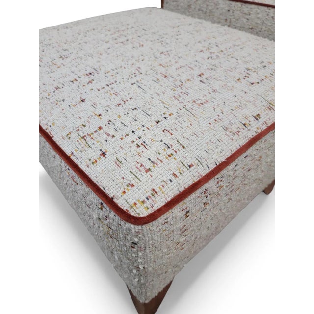 Art Deco Jindrich Halabala Style Lounge Chair & Ottoman Newly Reupholstered in Boucle For Sale - Image 9 of 9