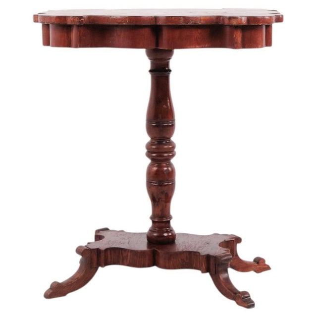 Antique Mahogany Side Table with Turned Pedestal Base and Profiled Top For Sale - Image 11 of 11