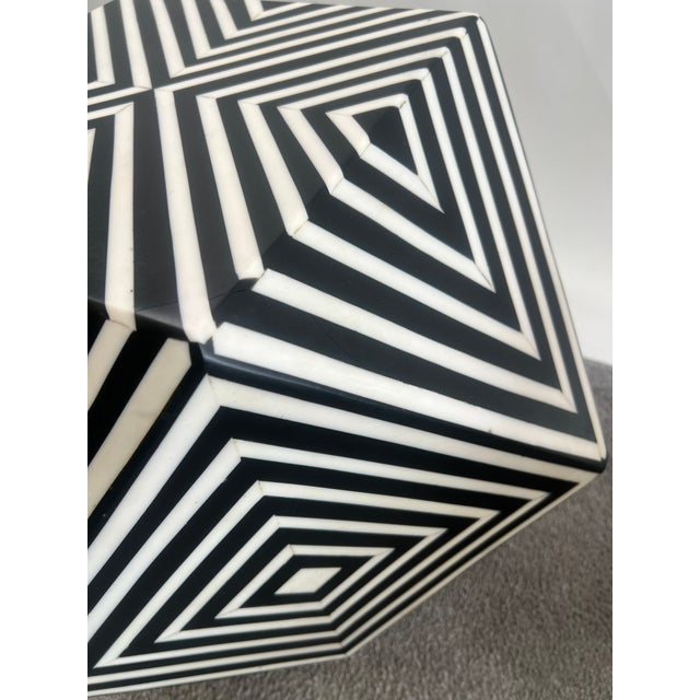 Art Deco Style Sculptural Resin Black and White Side or End Table, a Pair For Sale - Image 12 of 15