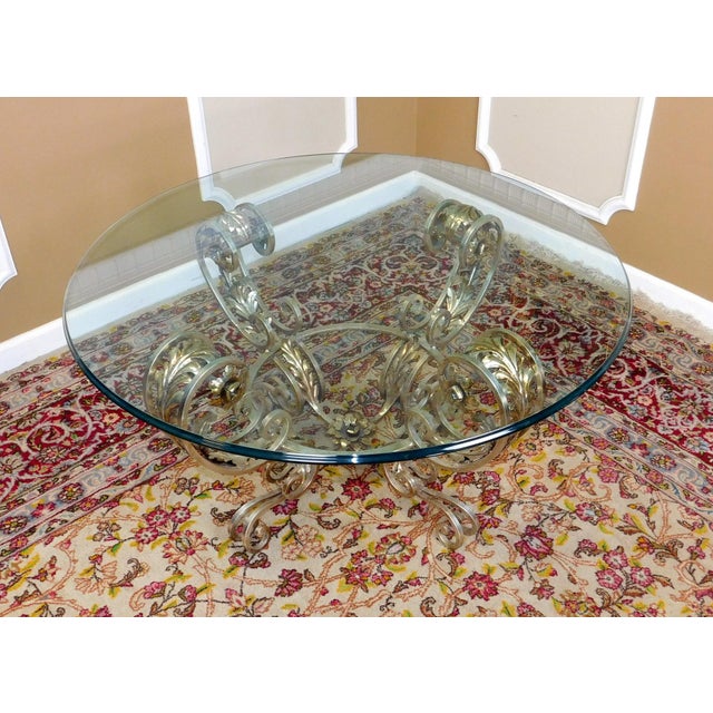 Silver Chrome Colored Metal Base Glass Top 42" Diameter ...