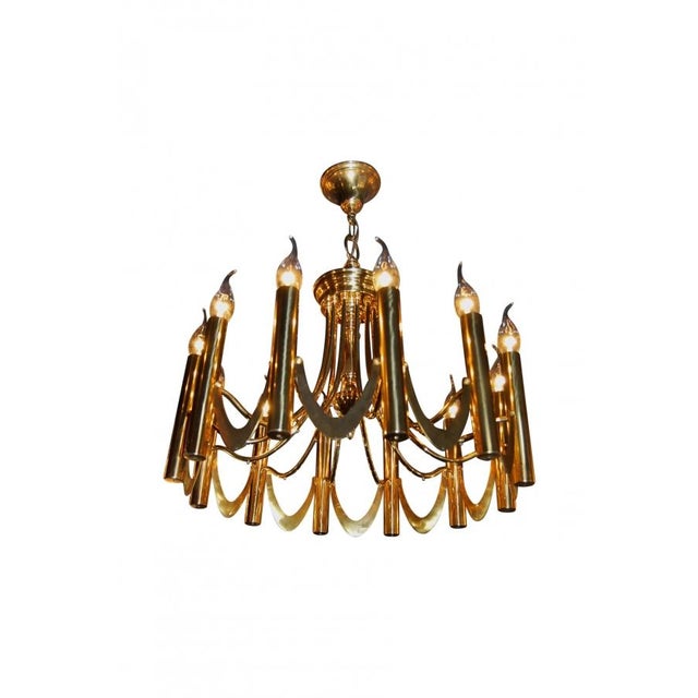 Metal Brass Chandelier by Gaetano Sciolari, 1960s For Sale - Image 7 of 13