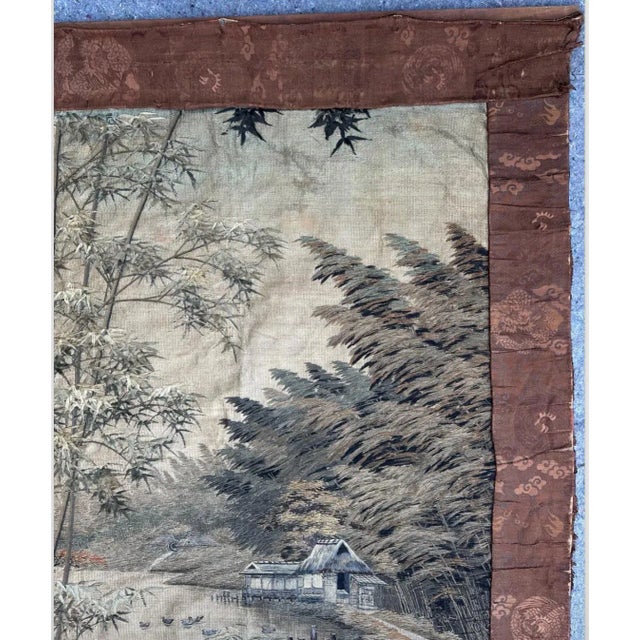Late 18th Century Antique Japanese Silk & Cotton Tapestry 18th Century Wall Hanging For Sale - Image 5 of 12
