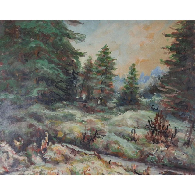 Vintage Mid 20th Century Russian School Forest Landscape Painting For Sale - Image 4 of 4