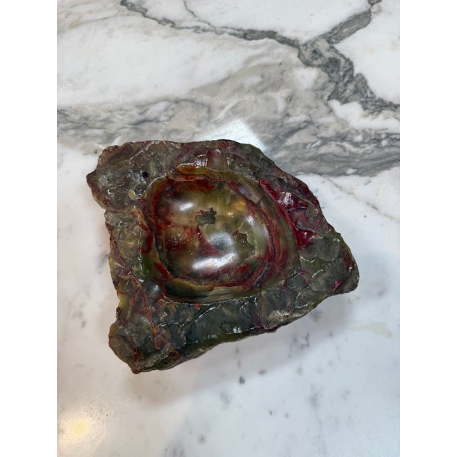 Hand-Carved Multicolor Marble Ashtray With Natural Raw Edge For Sale In Los Angeles - Image 6 of 6