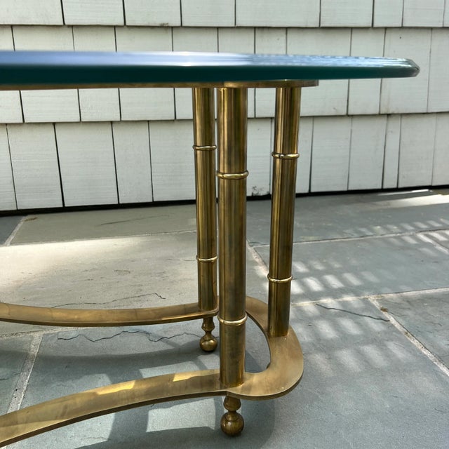 1970s Vintage Brass and Glass Racetrack Coffee Table by Bernhard Rohne for Mastercraft, Made in Italy For Sale In New York - Image 6 of 13