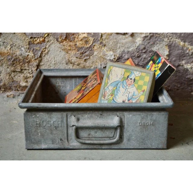 Gray Industrial Metal Crate from Bosch, 1950s For Sale - Image 8 of 8